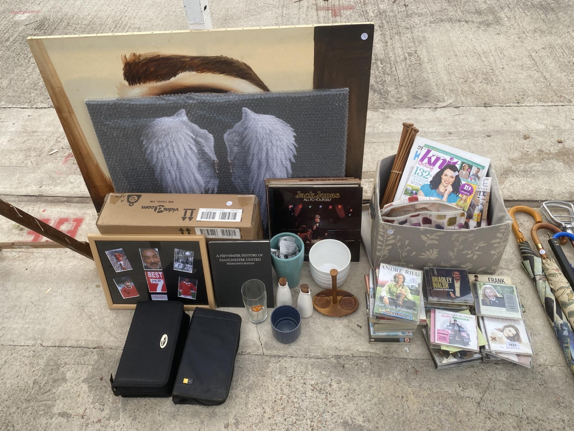 AN ASSORTMENT OF ITEMS TO INCLUDE CDS, DVDS AND PRINTS ETC