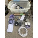 AN ASSORTMENT OF VARIOUS ELECTRICAL CABLES AND LEADS ETC