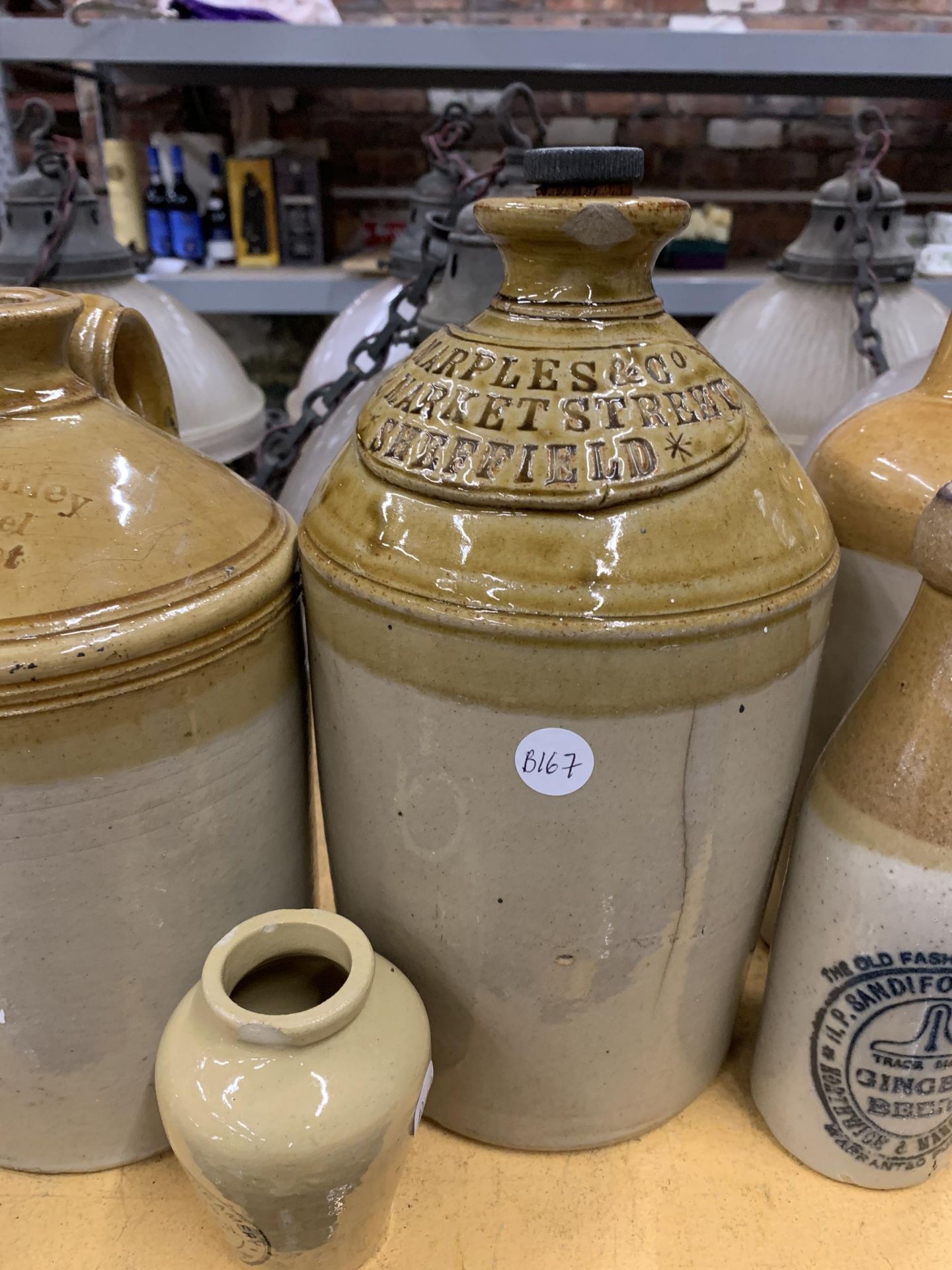 A COLLECTION OF VINTAGE STONEWARE BOTTLES / FLAGONS, INCLUDING LOCAL INTEREST MANCHESTER AND CREWE - Image 3 of 5