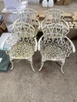 FOUR VINTAGE CAST ALLOY CARVER BISTRO CHAIRS