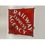 AN ENAMEL RAILWAY EXPRESS AGENCY SIGN