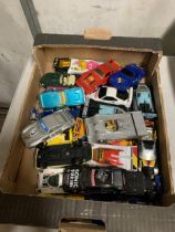 A BOX OF 22 SPORT'S CARS TO INCLUDE CORGI AND MATCHBOX