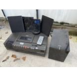 A SONY VIDEO CASSETTE RECORDER, A TEAC DOCKING STATION AND A TEAC SUBWOOFER ETC