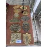 ELEVEN VINTAGE BRASS STEAM RALLY PLAQUES