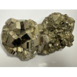 A LARGE PYRITE CLUSTER, WEIGHT 2250 GRAMS LENGTH 16CM, HEIGHT 10CM