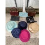 AN ASSORTMENT OF LADIES HATS AND HANDBAGS