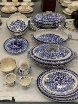 A COLLECTION OF BLUE AND WHITE CERAMICS TO INCLUDE CAULDON TUREENS ETC