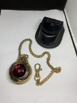 A KNIGHTSTONE COLLECTION POCKET WATCH WITH CHAIN AND CASE