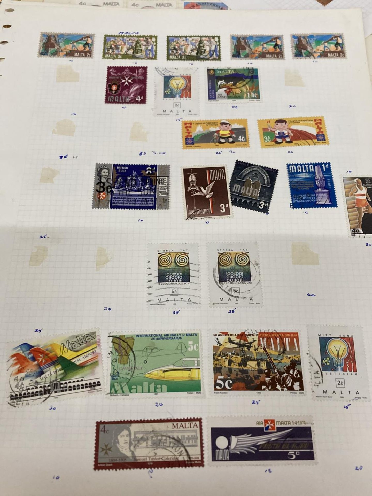 TEN PLUS SHEETS CONTAINING STAMPS FROM MALTA - Image 2 of 6