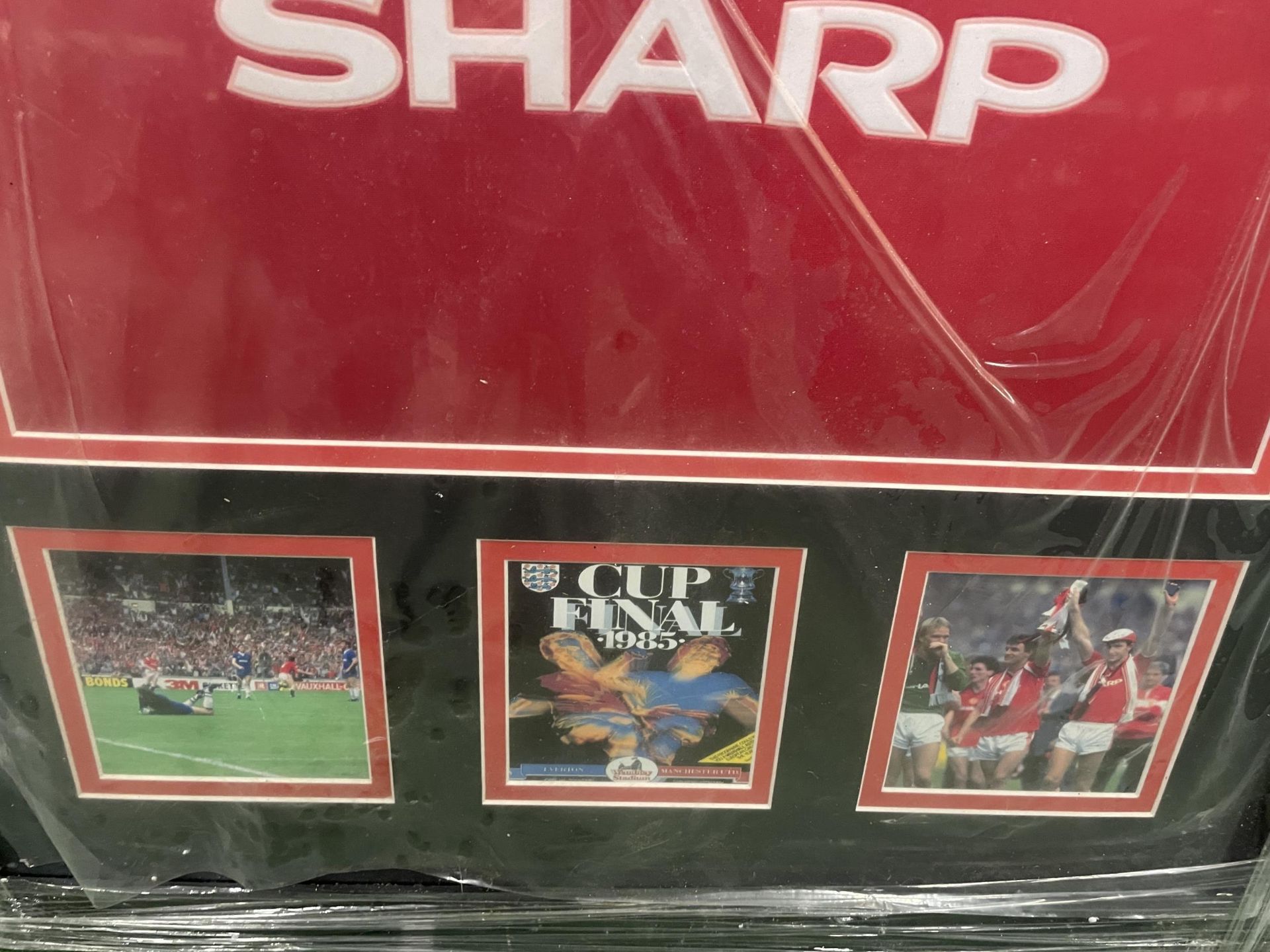 A FRAMED AND SIGNED BY NORMAN WHITESIDE 1985 CUP FINAL MONTAGE - Image 4 of 4