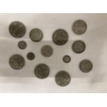 A COLLECTION OF PRE-DECIMAL COINS TO INCLUDE HALF CROWNS, ETC