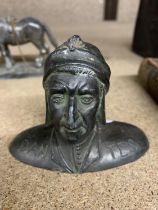 A SMALL BRONZE BUST OF DANTES