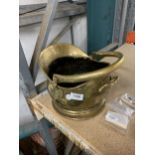 A VINTAGE BRASS COAL BUCKET