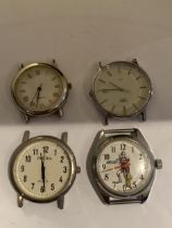 FOUR VINTAGE QUARTZ WATCH HEADS TO INCLUDE A TIMEX, JASODA, ETC