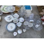 AN ASSORTMENT OF CERAMICS AND GLASSWARE TO INCLUDE AYNSLEY ETC
