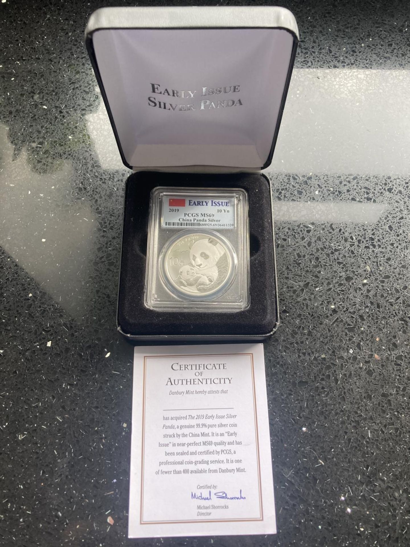 CHINA 2019, 10YN PANDA SILVER COIN BOXED WITH COA