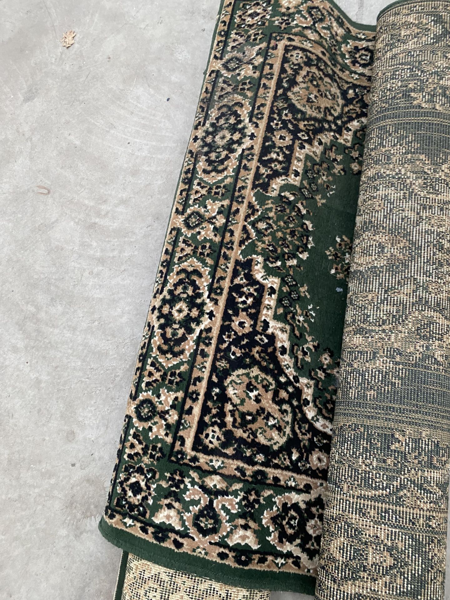 TWO SMALL GREEN PATTERNED RUGS - Image 3 of 3