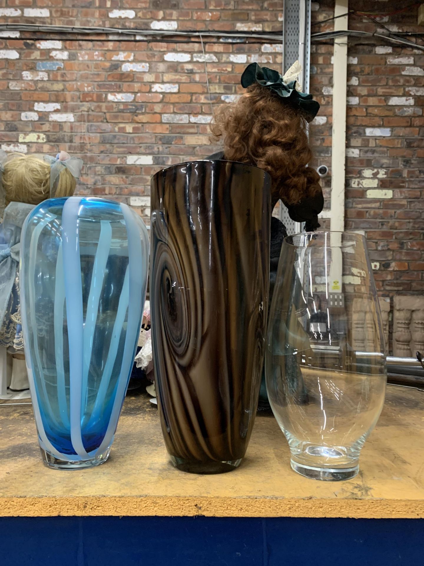 THREE ART GLASS VASES