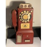 A VINTAGE STYLE METAL WALL PHONE MONEY BOX