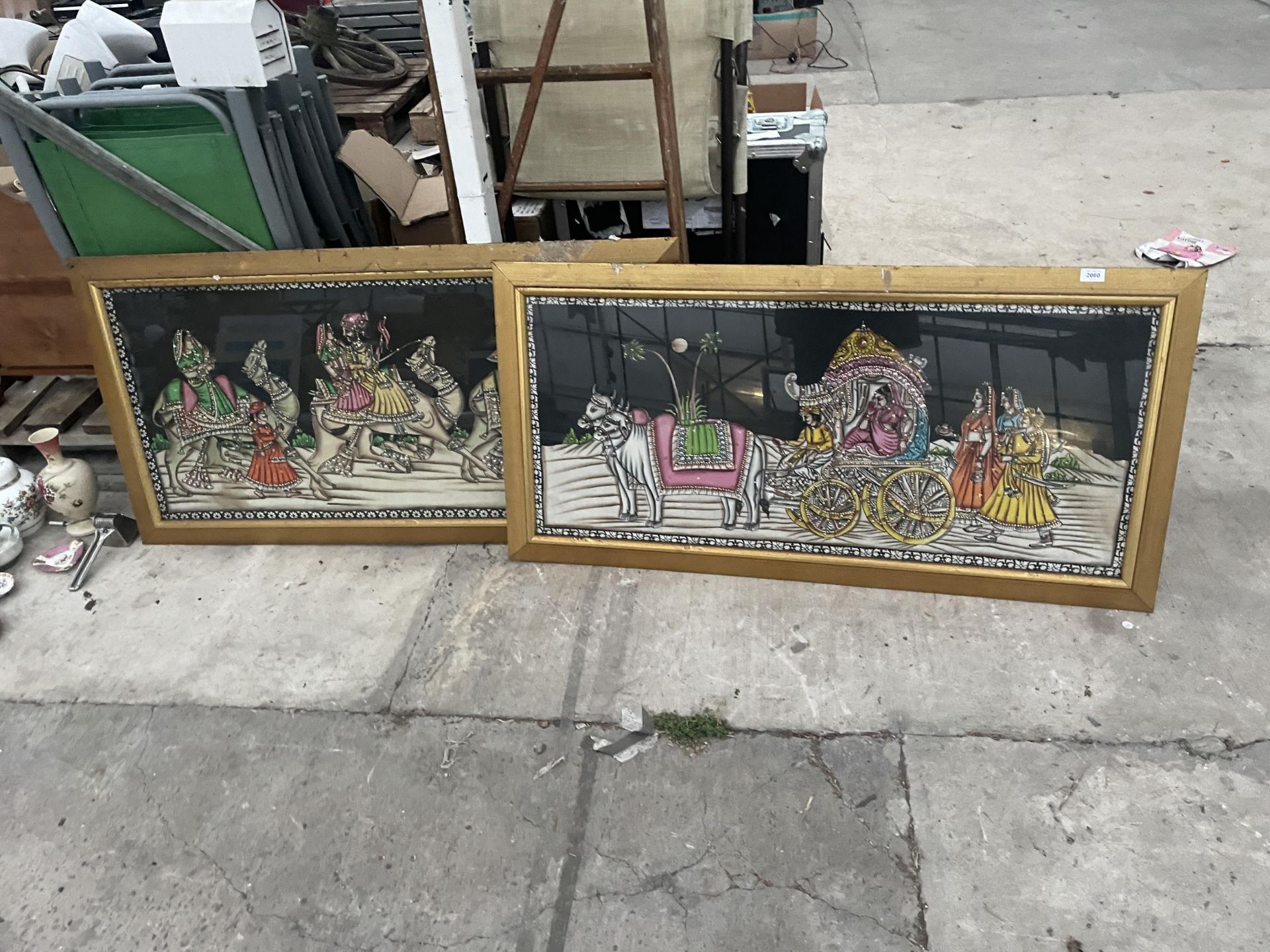 TWO GILT FRAMED PRINTS OF INDIAN SCENES