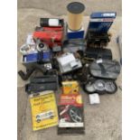 AN ASSORTMENT OF AUTOMOBILE SPARES TO INCLUDE DASH BOARD INSTRUMENTS AND RADIOS ETC