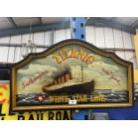 A HAND PAINTED TITANIC WHITE STAR ADVERTISING BOARD