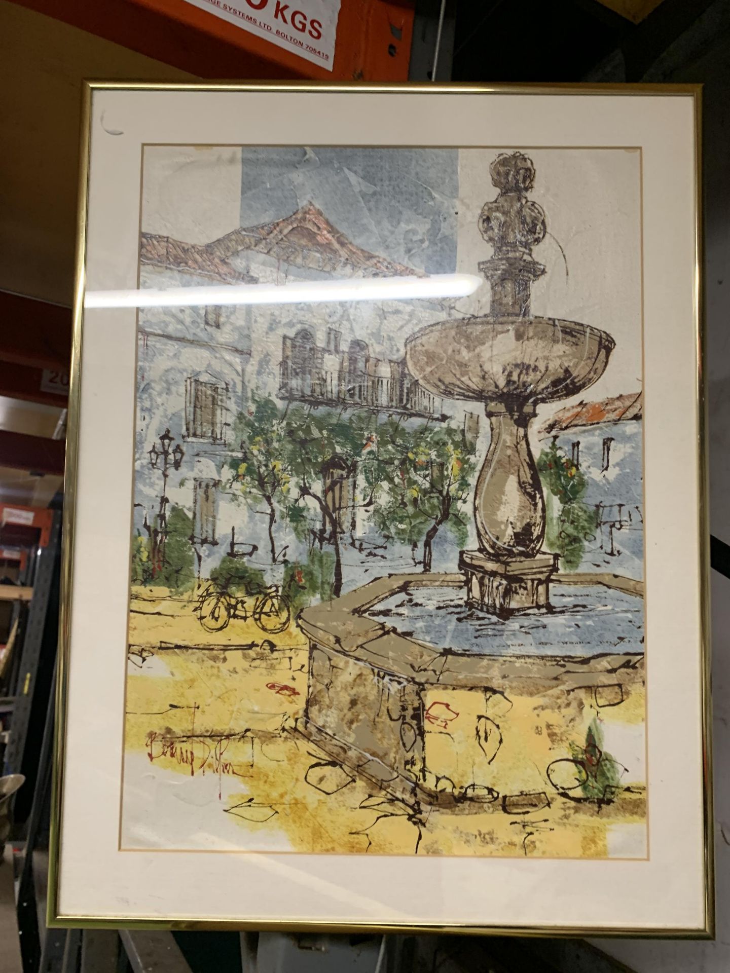 TWO FRAMED PEN AND INK WATERCOLOUR STREET SCENES, INDISTINCTLY SIGNED, POSSIBLY BERNARD DUFOUR, - Image 3 of 3