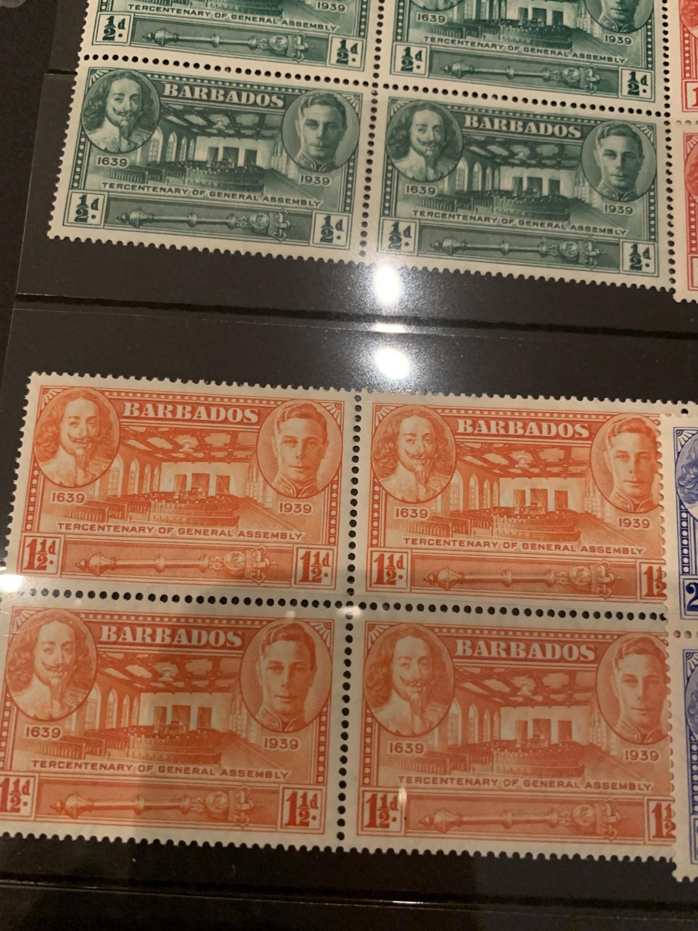 BARBADOS 1939 TERCENTENARY SET OF 5 IN UNMOUNTED MINT BLOCKS OF 4 . SG 257/61 CAT £85 - Image 4 of 6