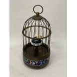 A MECHANICAL BRASS BIRD CAGE CLOCK