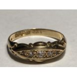 AN 18 CARAT HALLAMRKED CHESTER GOLD RING WITH FIVE IN LINE DIAMONDS SIZE N/O