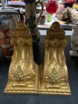 A PAIR OF GILT PAINTED WALL SCONCES