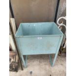 A SMALL VINTAGE METAL PLANTER WITH STAND