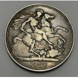 AN 1890 QUEEN VICTORIA JUBILEE HEAD SILVER CROWN COIN