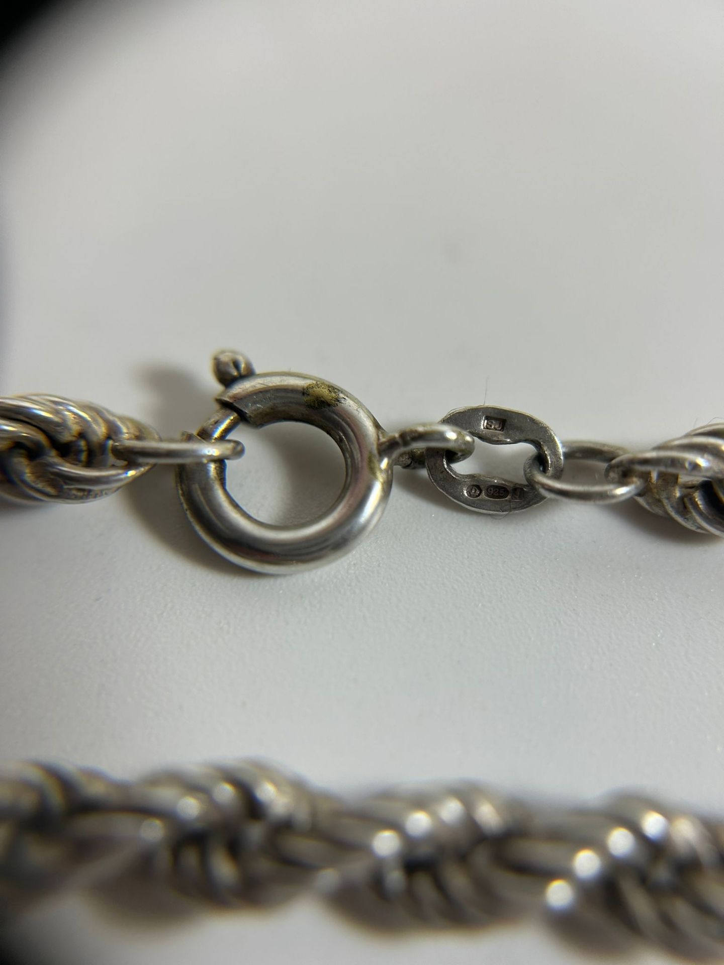 TWO .925 SILVER ROPE NECKLACES, LARGEST 20" CHAIN LENGTH - Image 3 of 4