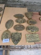 TEN VARIOUS BRASS STEAM RALLY PLAQUES