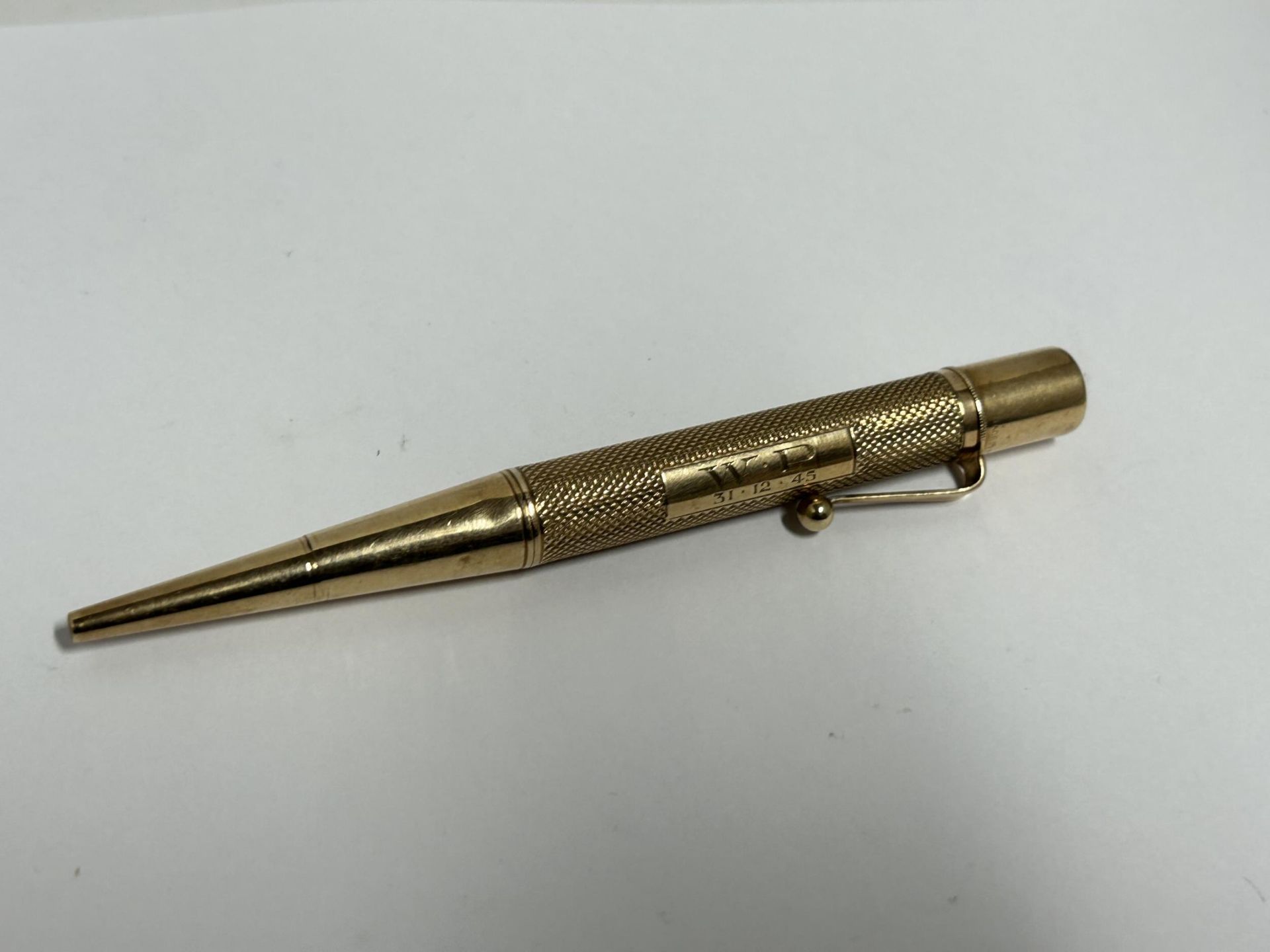 A HALLMARKED 9CT YELLOW GOLD BAKERS POINTER PROPELLING PENCIL GROSS WEIGHT 33.13 GRAMS - Image 5 of 6