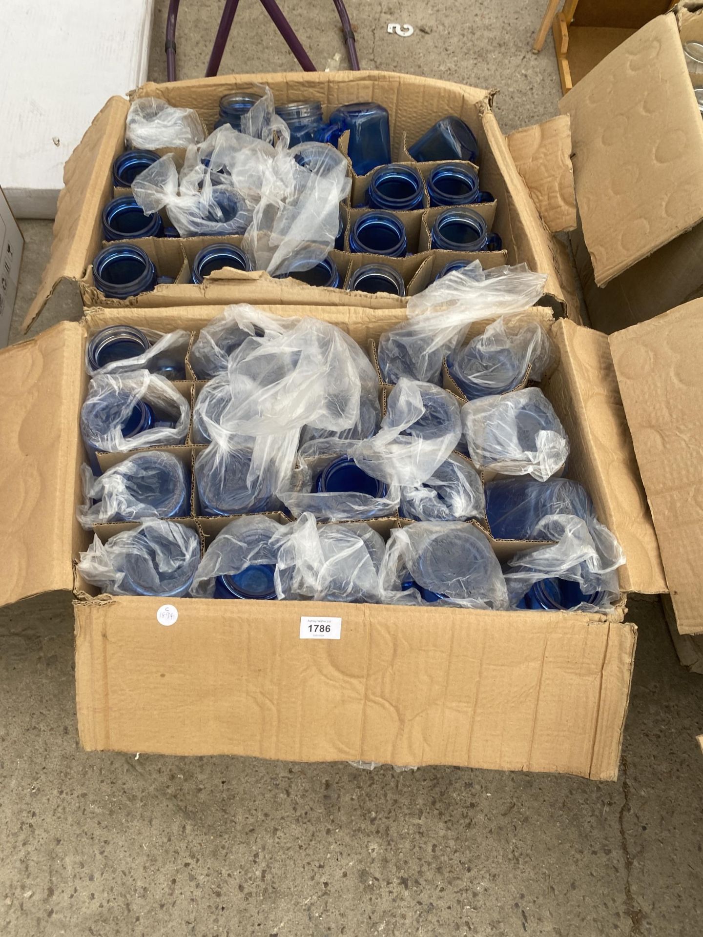 A LARGE QUANTITY OF AS NEW BLUE COLOURED DRINKING GLASSES