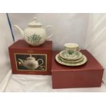 A LENNOX 'HOLIDAY' TEAPOT AS NEW IN BOX PLUS A LENNOX QUAD SET 'HOLIDAY' AS NEW IN BOX