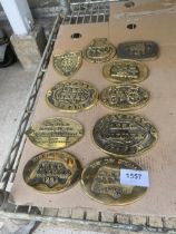 TEN VARIOUS BRASS STEAM RALLY PLAQUES