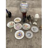 AN ASSORTMENT OF ITEMS TO INCLUDE PLATES, A VASE AND FIGURES ETC