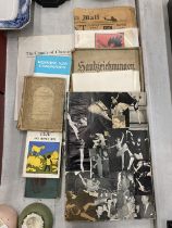 A QUANTITY OF VINTAGE BOOKS, NEWSPAPERS, A BALLET SCRAPBOOK, ETC