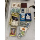 A MIXED LOT OF CIGARETTE CARDS, PLAYING CARDS ETC