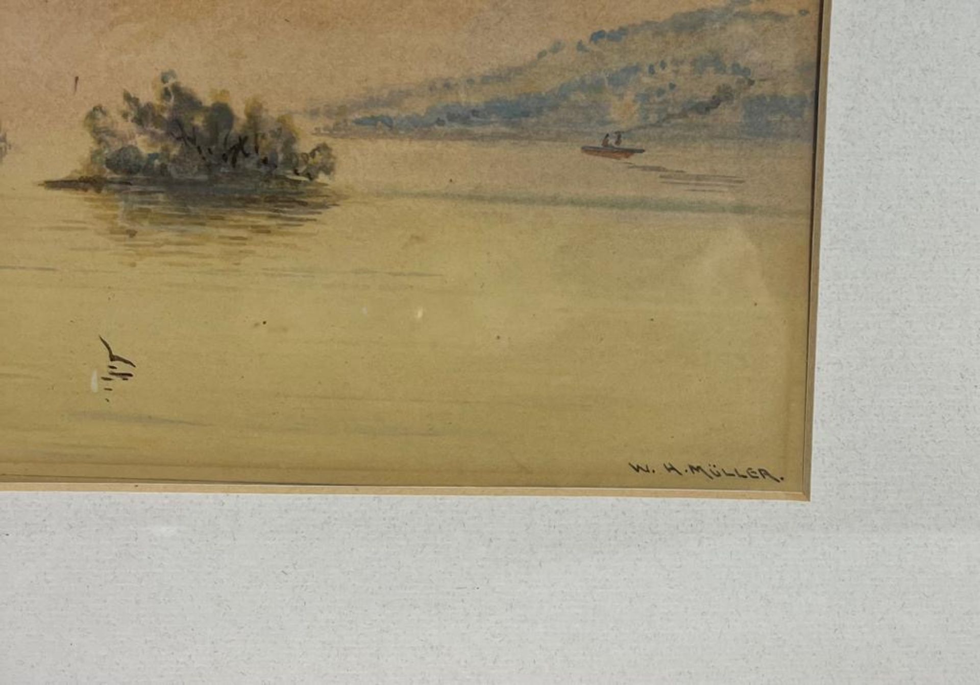 W.H MULLER, A WATERCOLOUR TITLED 'TARBET, LOCH LOMOND' IN GILT FRAME, 46 X 35 CM - Image 3 of 5