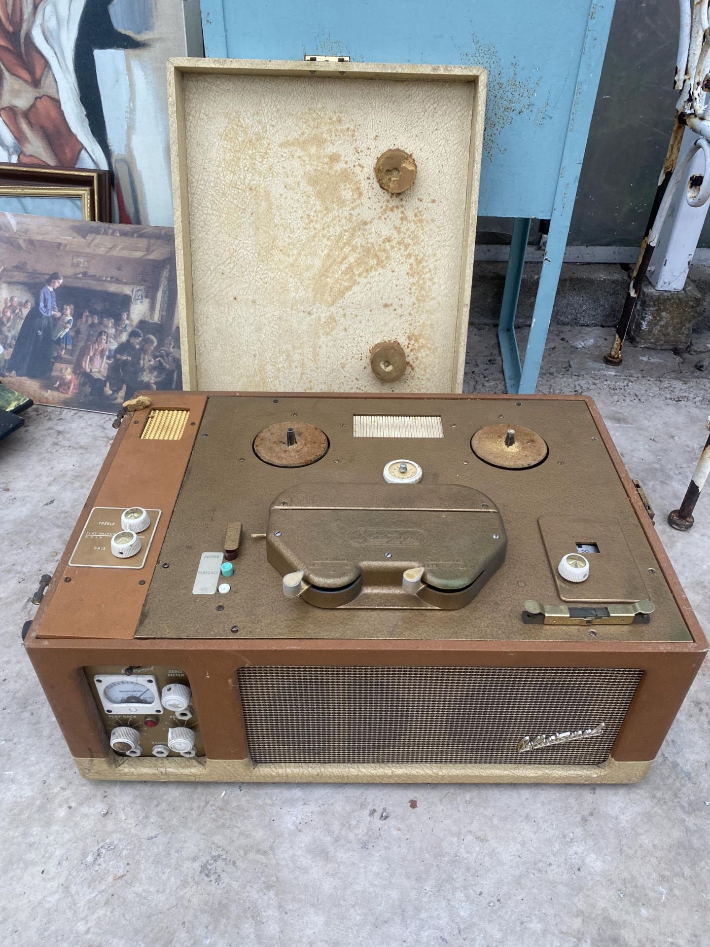 A VINTAGE PORTABLE REFLECTOGRAPH TAPE TO TAPE PLAYER