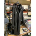 A 'SHEEP' FAUX BLACK FUR AND LEATHER LONG LADIES COAT