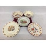 A GROUP OF FIVE ITEMS- ROYAL DOULTON BUNNYKINS DISHES AND A WEDGWOOD THOMAS THE TANK ENGINE BOWL