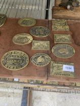 TEN VARIOUS BRASS STEAM RALLY PLAQUES