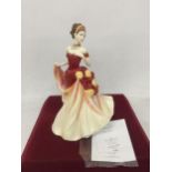 A ROYAL DOULTON PRETTY LADIES AUTUMN BALL, HN5465 BONE CHINA LADY FIGURE WITH CERTIFICATE