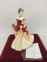 A ROYAL DOULTON PRETTY LADIES AUTUMN BALL, HN5465 BONE CHINA LADY FIGURE WITH CERTIFICATE