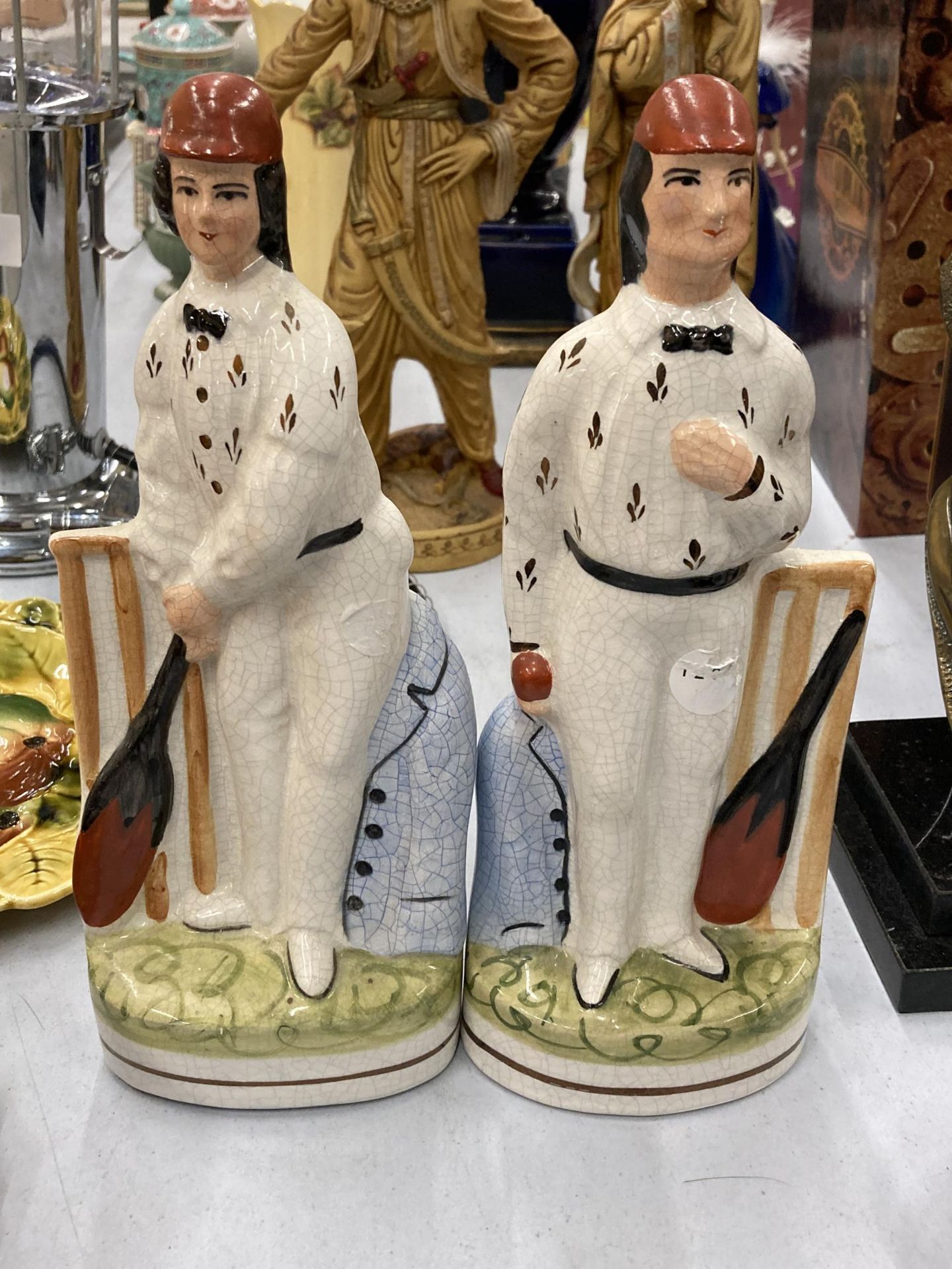 A PAIR OF STAFFORDSHIRE, FLATBACK CRICKETERS